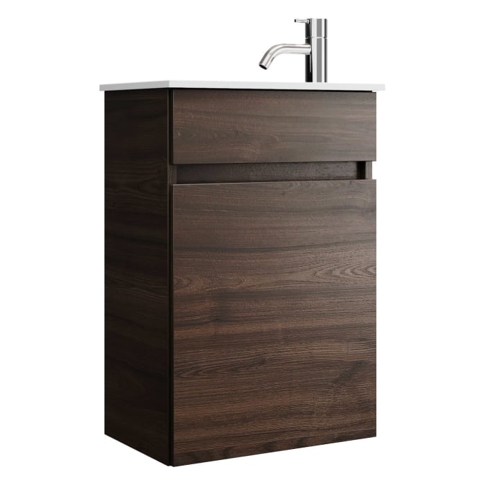 burgbad Lin20 Waschtischunterschrank mit Mineralguss-Waschtisch 42 cm, 1 Tür, links