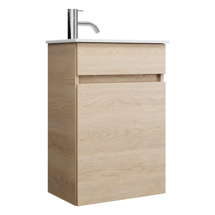 burgbad Lin20 Waschtischunterschrank mit Mineralguss-Waschtisch 42 cm, 1 Tür, rechts