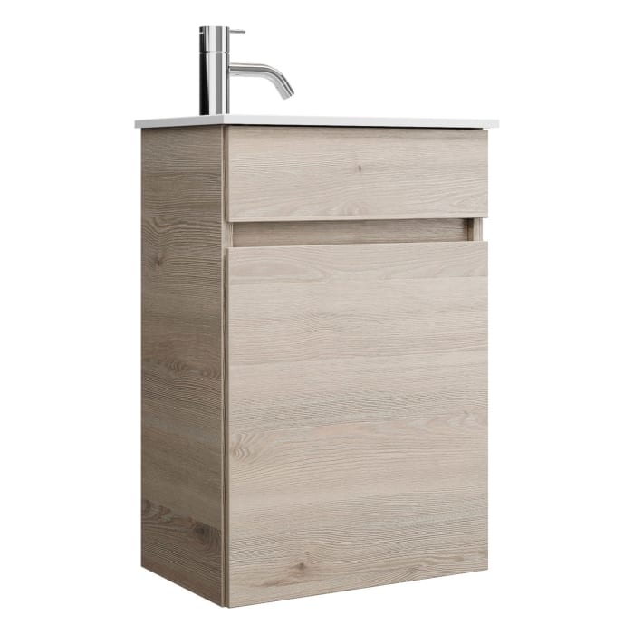 burgbad Lin20 Waschtischunterschrank mit Mineralguss-Waschtisch 42 cm, 1 Tür, rechts