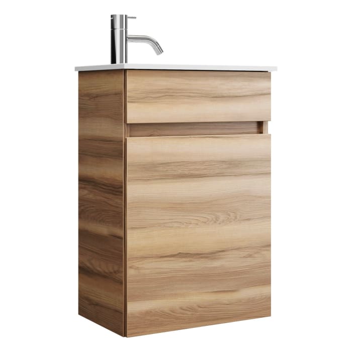 burgbad Lin20 Waschtischunterschrank mit Mineralguss-Waschtisch 42 cm, 1 Tür, rechts