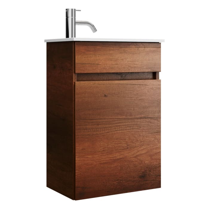 burgbad Lin20 Waschtischunterschrank mit Mineralguss-Waschtisch 42 cm, 1 Tür, rechts