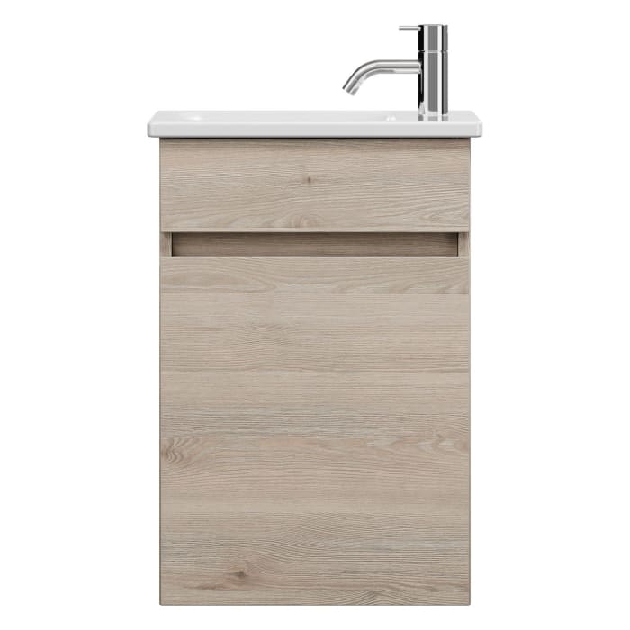 burgbad Lin20 Waschtischunterschrank mit Keramik-Waschtisch 43 cm, 1 Tür, links