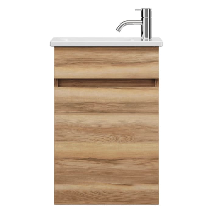 burgbad Lin20 Waschtischunterschrank mit Keramik-Waschtisch 43 cm, 1 Tür, links