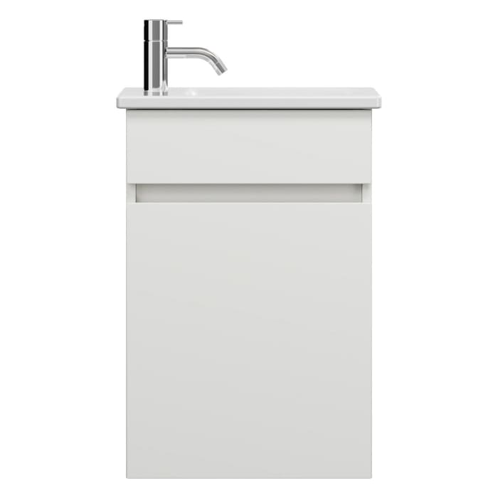 burgbad Lin20 Waschtischunterschrank mit Keramik-Waschtisch 43 cm, 1 Tür, rechts