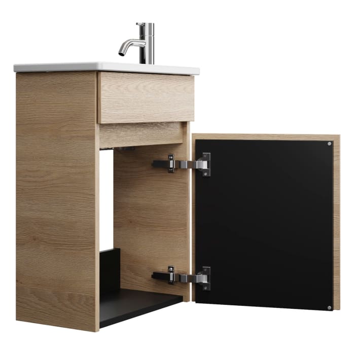 burgbad Lin20 Waschtischunterschrank mit Keramik-Waschtisch 43 cm, 1 Tür, links