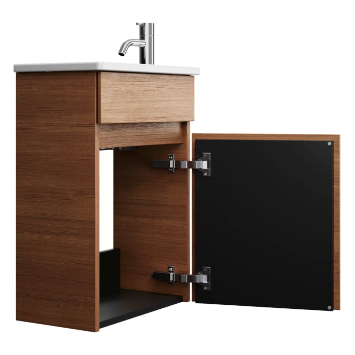 burgbad Lin20 Waschtischunterschrank mit Keramik-Waschtisch 43 cm, 1 Tür, links