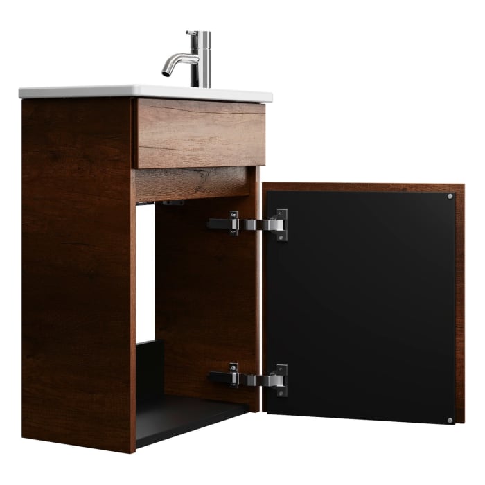 burgbad Lin20 Waschtischunterschrank mit Keramik-Waschtisch 43 cm, 1 Tür, links