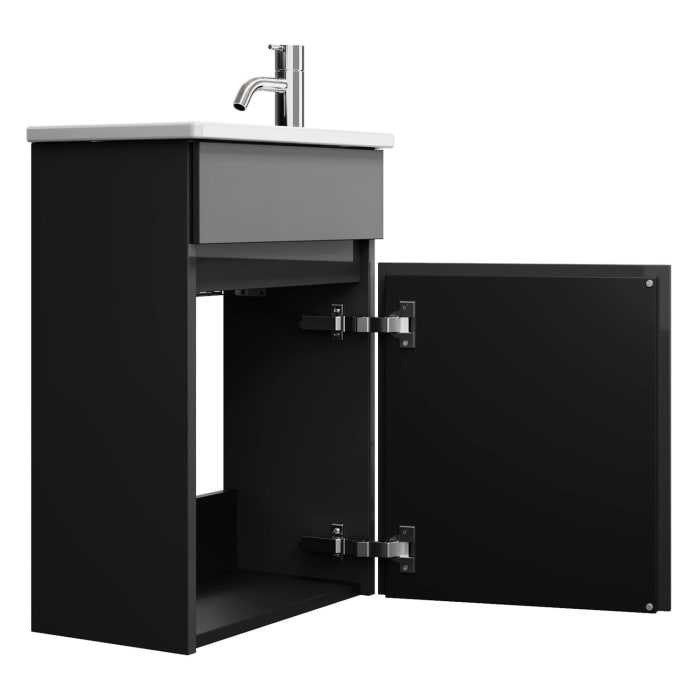 burgbad Lin20 Waschtischunterschrank mit Keramik-Waschtisch 43 cm, 1 Tür, links