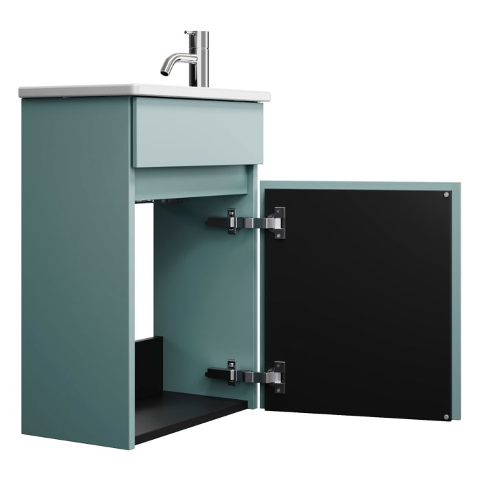 burgbad Lin20 Waschtischunterschrank mit Keramik-Waschtisch 43 cm, 1 Tür, links