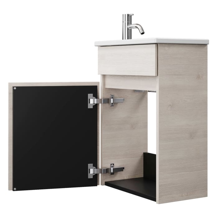 burgbad Lin20 Waschtischunterschrank mit Keramik-Waschtisch 43 cm, 1 Tür, rechts