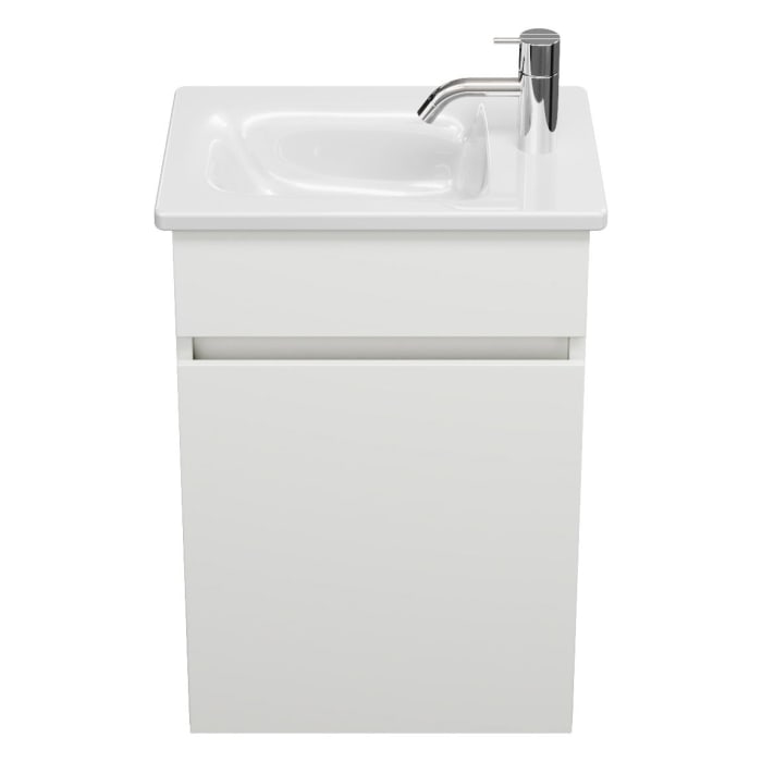 burgbad Lin20 Waschtischunterschrank mit Keramik-Waschtisch 43 cm, 1 Tür, links