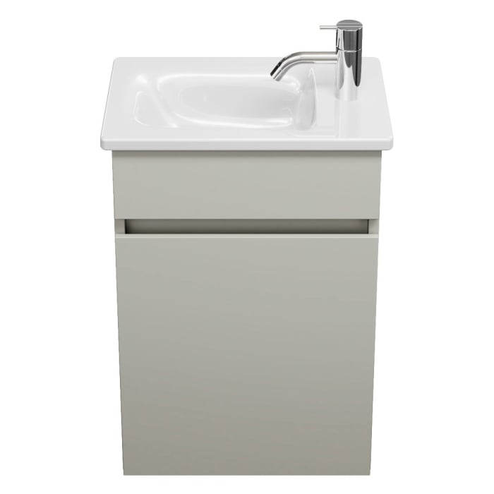 burgbad Lin20 Waschtischunterschrank mit Keramik-Waschtisch 43 cm, 1 Tür, links