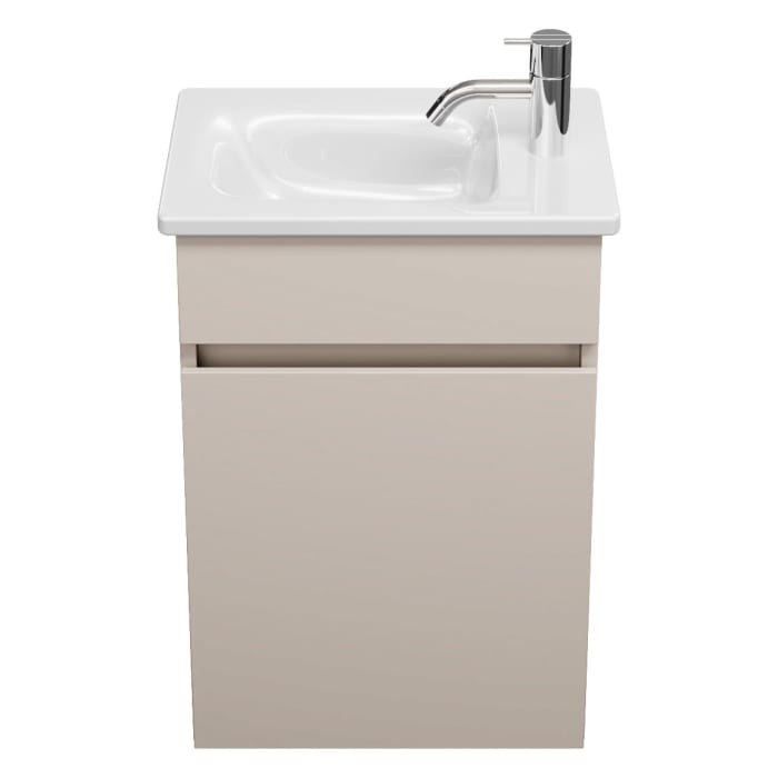 burgbad Lin20 Waschtischunterschrank mit Keramik-Waschtisch 43 cm, 1 Tür, links