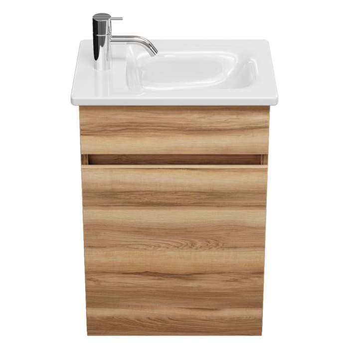 burgbad Lin20 Waschtischunterschrank mit Keramik-Waschtisch 43 cm, 1 Tür, rechts