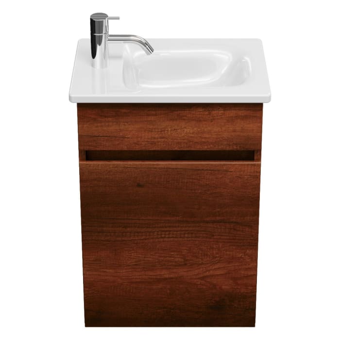 burgbad Lin20 Waschtischunterschrank mit Keramik-Waschtisch 43 cm, 1 Tür, rechts