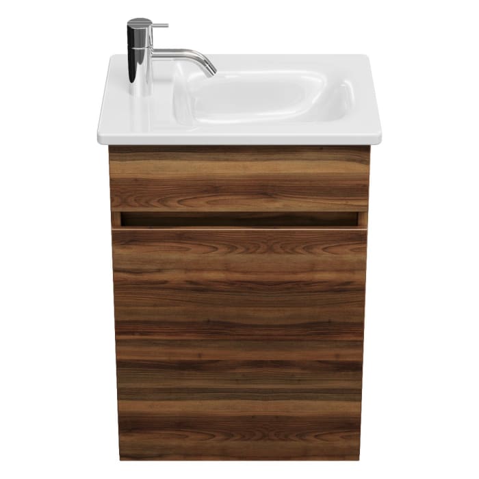 burgbad Lin20 Waschtischunterschrank mit Keramik-Waschtisch 43 cm, 1 Tür, rechts