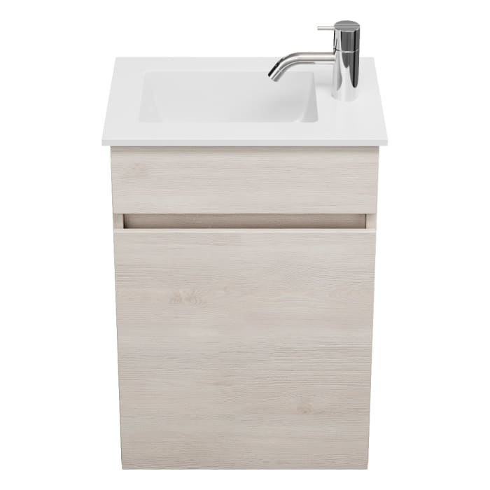 burgbad Lin20 Waschtischunterschrank mit Mineralguss-Waschtisch 42 cm, 1 Tür, links