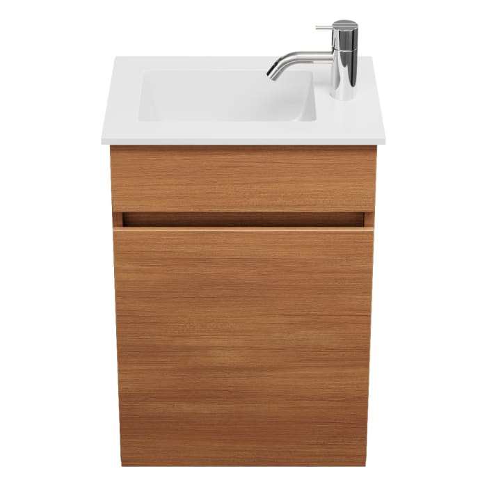 burgbad Lin20 Waschtischunterschrank mit Mineralguss-Waschtisch 42 cm, 1 Tür, links