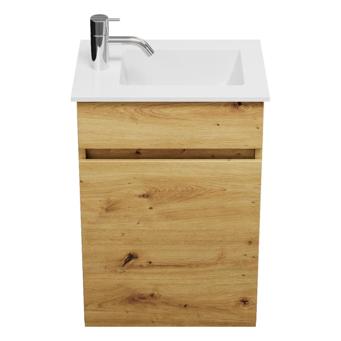 burgbad Lin20 Waschtischunterschrank mit Mineralguss-Waschtisch 42 cm, 1 Tür, rechts