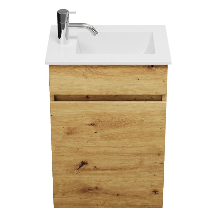 burgbad Lin20 Waschtischunterschrank mit Mineralguss-Waschtisch 42 cm, 1 Tür, rechts