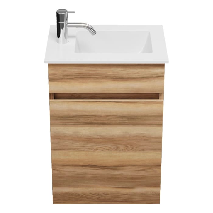 burgbad Lin20 Waschtischunterschrank mit Mineralguss-Waschtisch 42 cm, 1 Tür, rechts