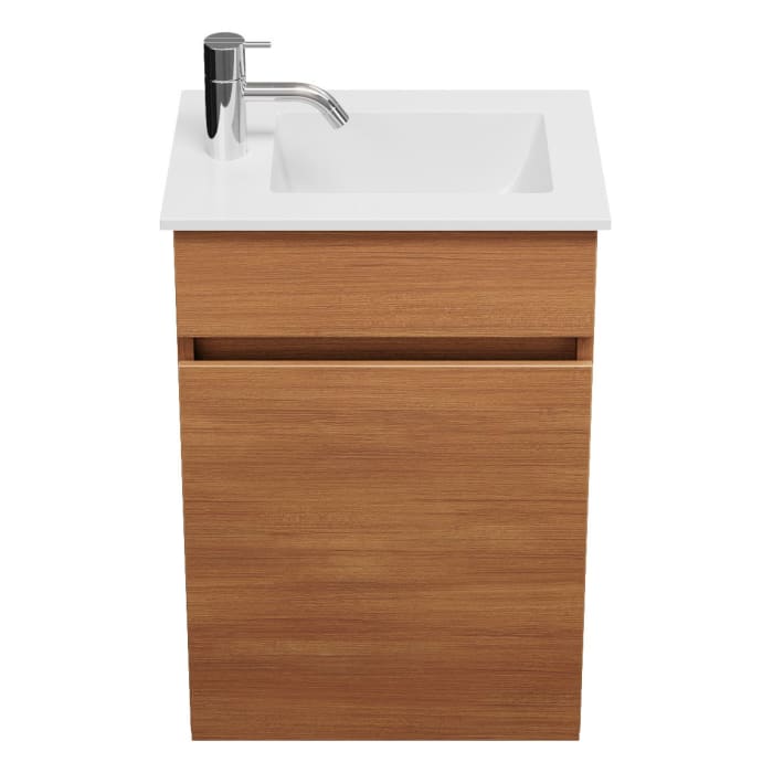 burgbad Lin20 Waschtischunterschrank mit Mineralguss-Waschtisch 42 cm, 1 Tür, rechts