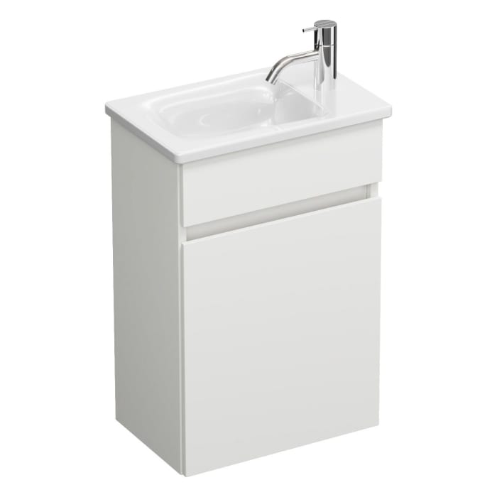 burgbad Lin20 Waschtischunterschrank mit Keramik-Waschtisch 43 cm, 1 Tür, links