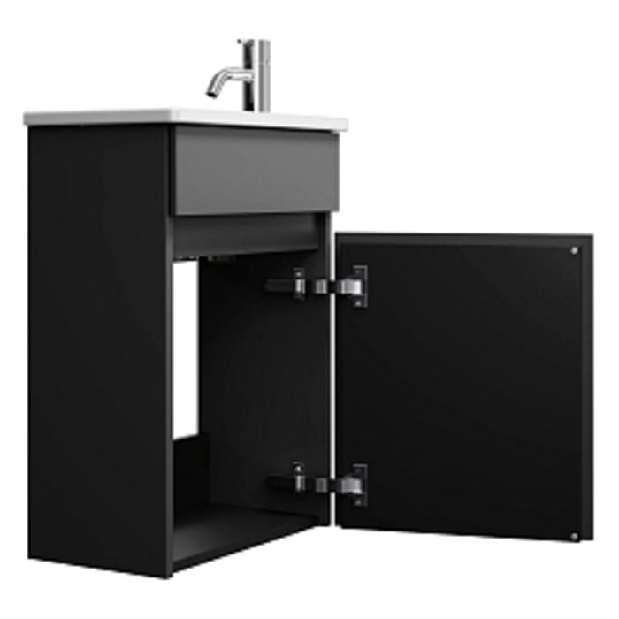 burgbad Lin20 Waschtischunterschrank mit Keramik-Waschtisch 43 cm, 1 Tür, links