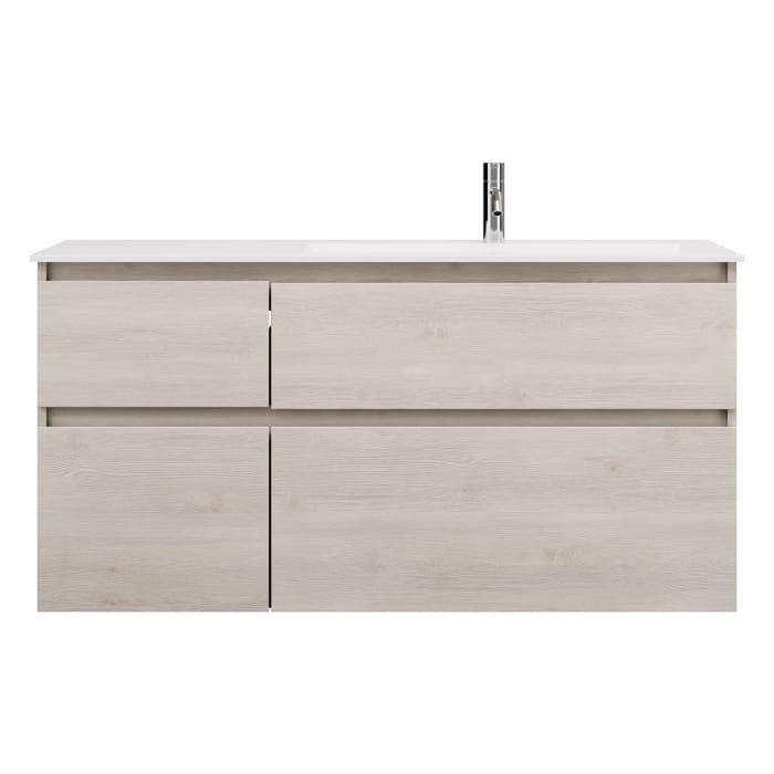 burgbad Lin20 Waschtischunterschrank mit Mineralguss-Waschtisch 122 cm, 4 Auszüge, rechts