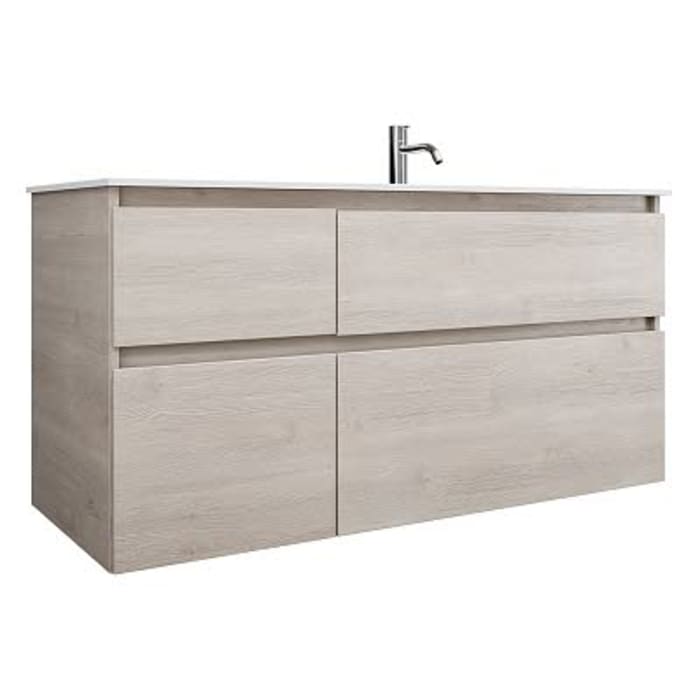 burgbad Lin20 Waschtischunterschrank mit Mineralguss-Waschtisch 122 cm, 4 Auszüge, rechts