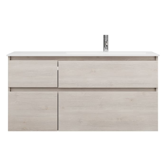 burgbad Lin20 Waschtischunterschrank mit Mineralguss-Waschtisch 122 cm, 4 Auszüge, rechts