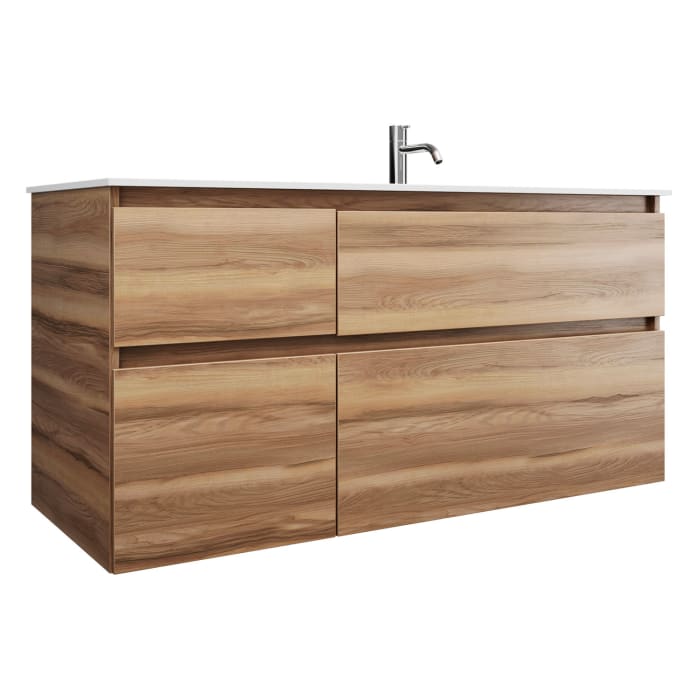 burgbad Lin20 Waschtischunterschrank mit Mineralguss-Waschtisch 122 cm, 4 Auszüge, rechts