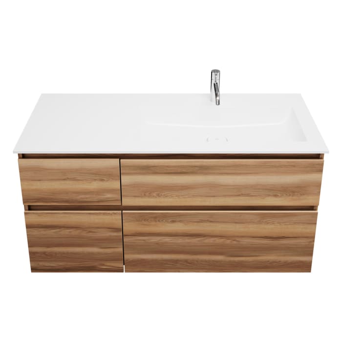 burgbad Lin20 Waschtischunterschrank mit Mineralguss-Waschtisch 122 cm, 4 Auszüge, rechts