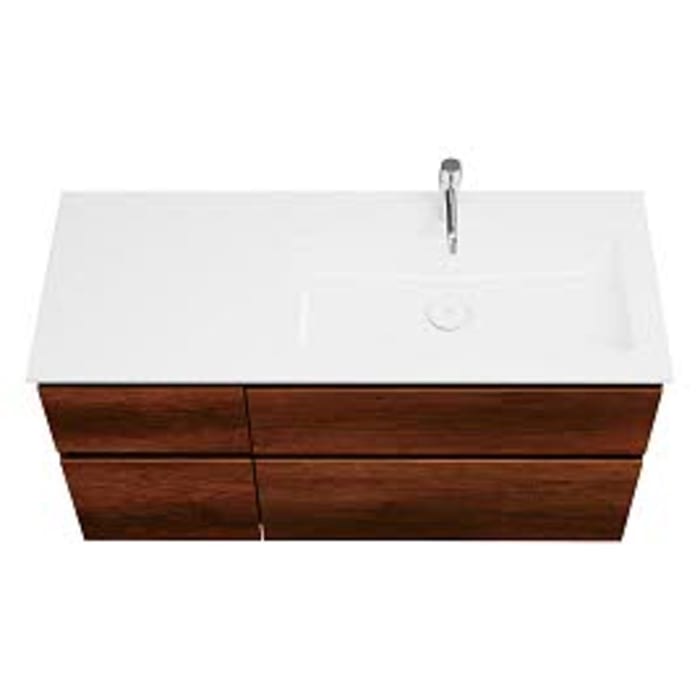 burgbad Lin20 Waschtischunterschrank mit Mineralguss-Waschtisch 122 cm, 4 Auszüge, rechts