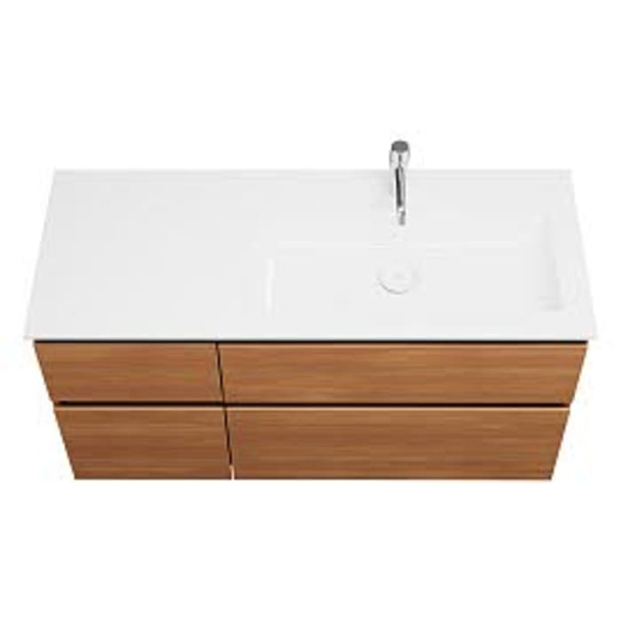 burgbad Lin20 Waschtischunterschrank mit Mineralguss-Waschtisch 122 cm, 4 Auszüge, rechts