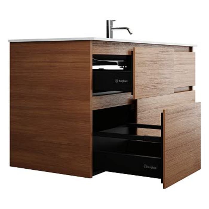 burgbad Lin20 Waschtischunterschrank mit Mineralguss-Waschtisch 122 cm, 4 Auszüge, rechts