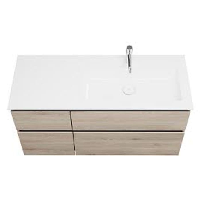 burgbad Lin20 Waschtischunterschrank mit Mineralguss-Waschtisch 122 cm, 4 Auszüge, rechts