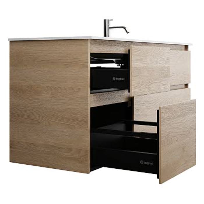 burgbad Lin20 Waschtischunterschrank mit Mineralguss-Waschtisch 122 cm, 4 Auszüge, rechts