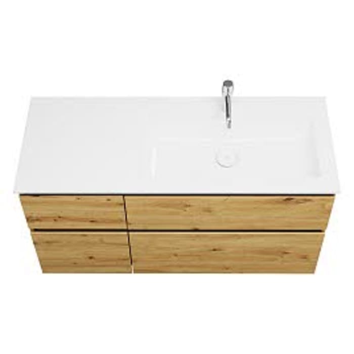 burgbad Lin20 Waschtischunterschrank mit Mineralguss-Waschtisch 122 cm, 4 Auszüge, rechts