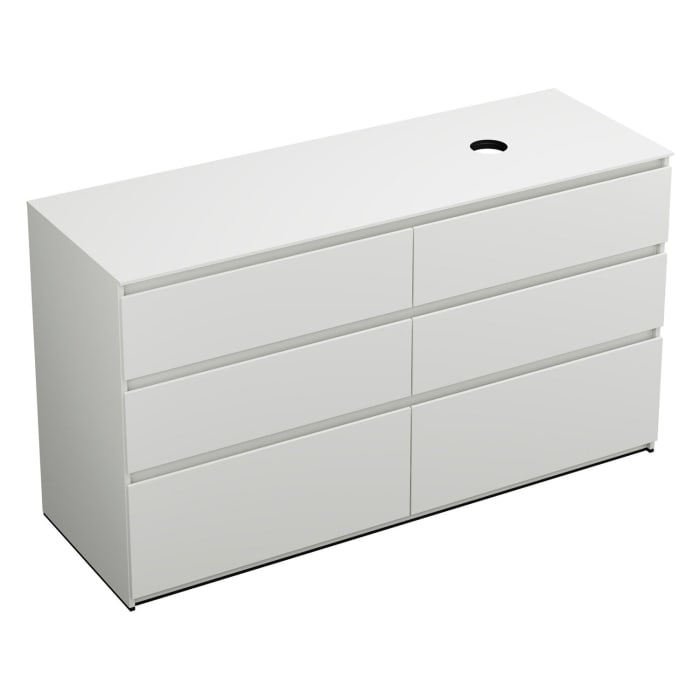 burgbad Lin20 Waschtischunterschrank mit Konsolenplatte 160 cm, 6 Auszüge, Beckenausschnitt rechts