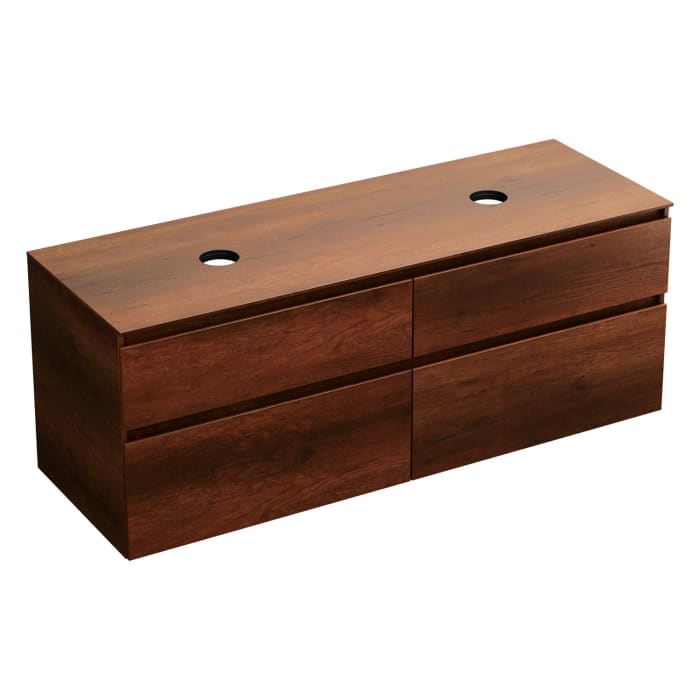 burgbad Lin20 Waschtischunterschrank mit Konsolenplatte 160 cm, 4 Auszüge, Beckenausschnitt links und rechts