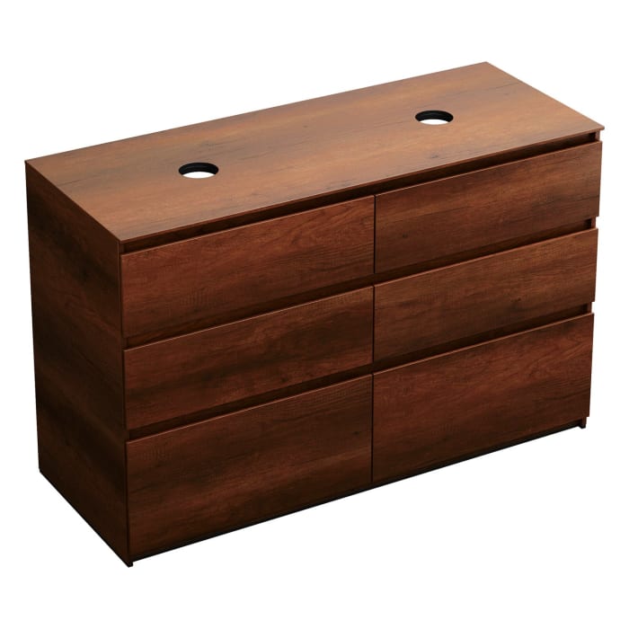 burgbad Lin20 Waschtischunterschrank mit Konsolenplatte 140 cm, 6 Auszüge, Beckenausschnitt links und rechts