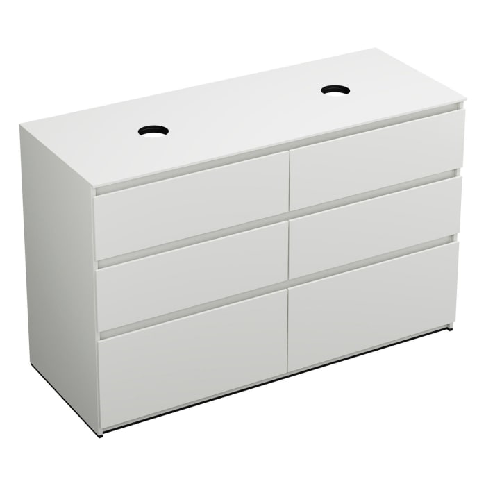 burgbad Lin20 Waschtischunterschrank mit Konsolenplatte 140 cm, 6 Auszüge, Beckenausschnitt links und rechts