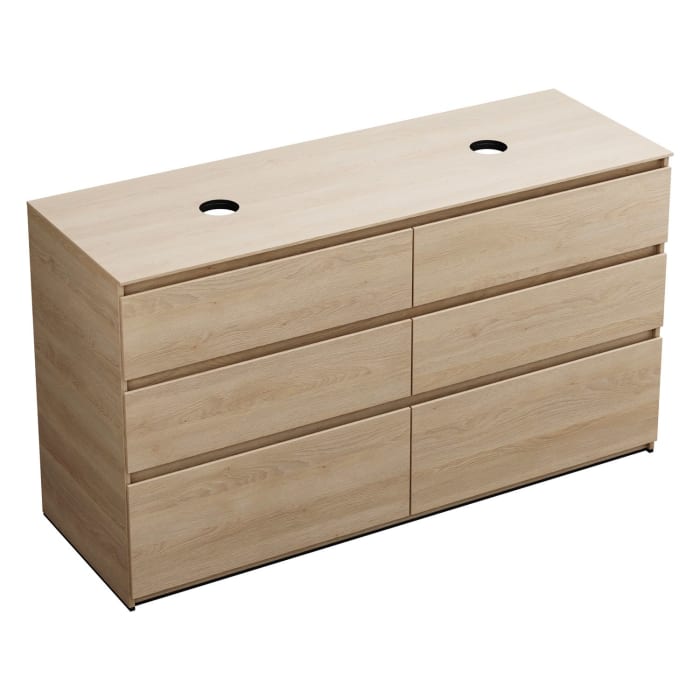 burgbad Lin20 Waschtischunterschrank mit Konsolenplatte 160 cm, 6 Auszüge, Beckenausschnitt links und rechts