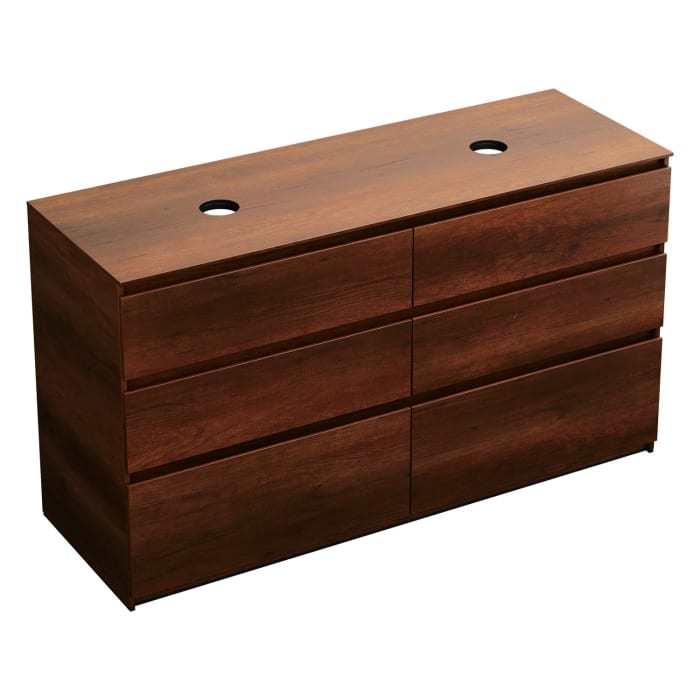 burgbad Lin20 Waschtischunterschrank mit Konsolenplatte 160 cm, 6 Auszüge, Beckenausschnitt links und rechts