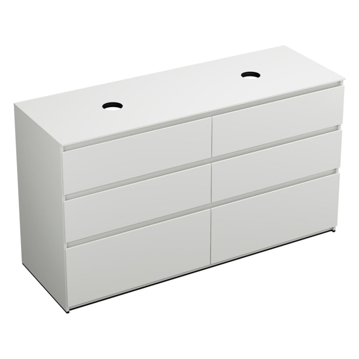 burgbad Lin20 Waschtischunterschrank mit Konsolenplatte 160 cm, 6 Auszüge, Beckenausschnitt links und rechts