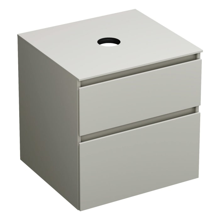 burgbad Lin20 Waschtischunterschrank mit Konsolenplatte 60 cm,  2 Auszüge, Beckenausschnitt mittig