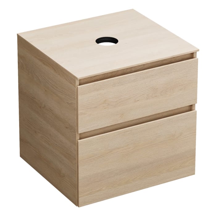 burgbad Lin20 Waschtischunterschrank mit Konsolenplatte 60 cm, 2 Auszüge, Beckenausschnitt mittig