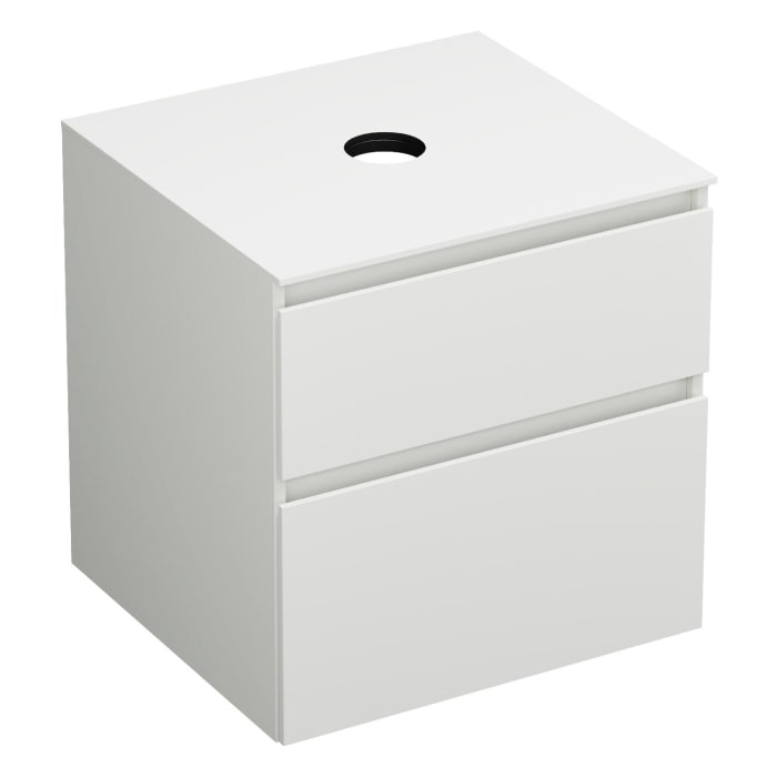 burgbad Lin20 Waschtischunterschrank mit Konsolenplatte 60 cm, 2 Auszüge, Beckenausschnitt mittig