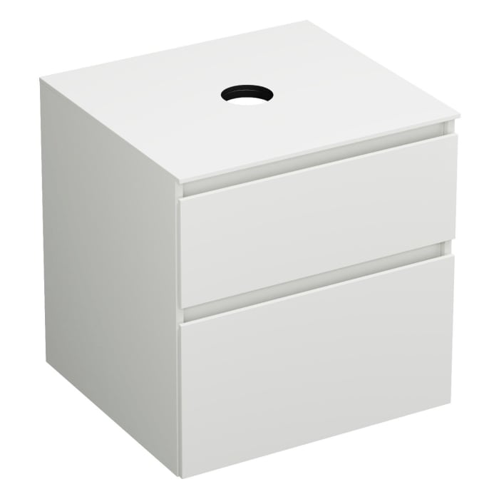 burgbad Lin20 Waschtischunterschrank mit Konsolenplatte 60 cm, 2 Auszüge, Beckenausschnitt mittig